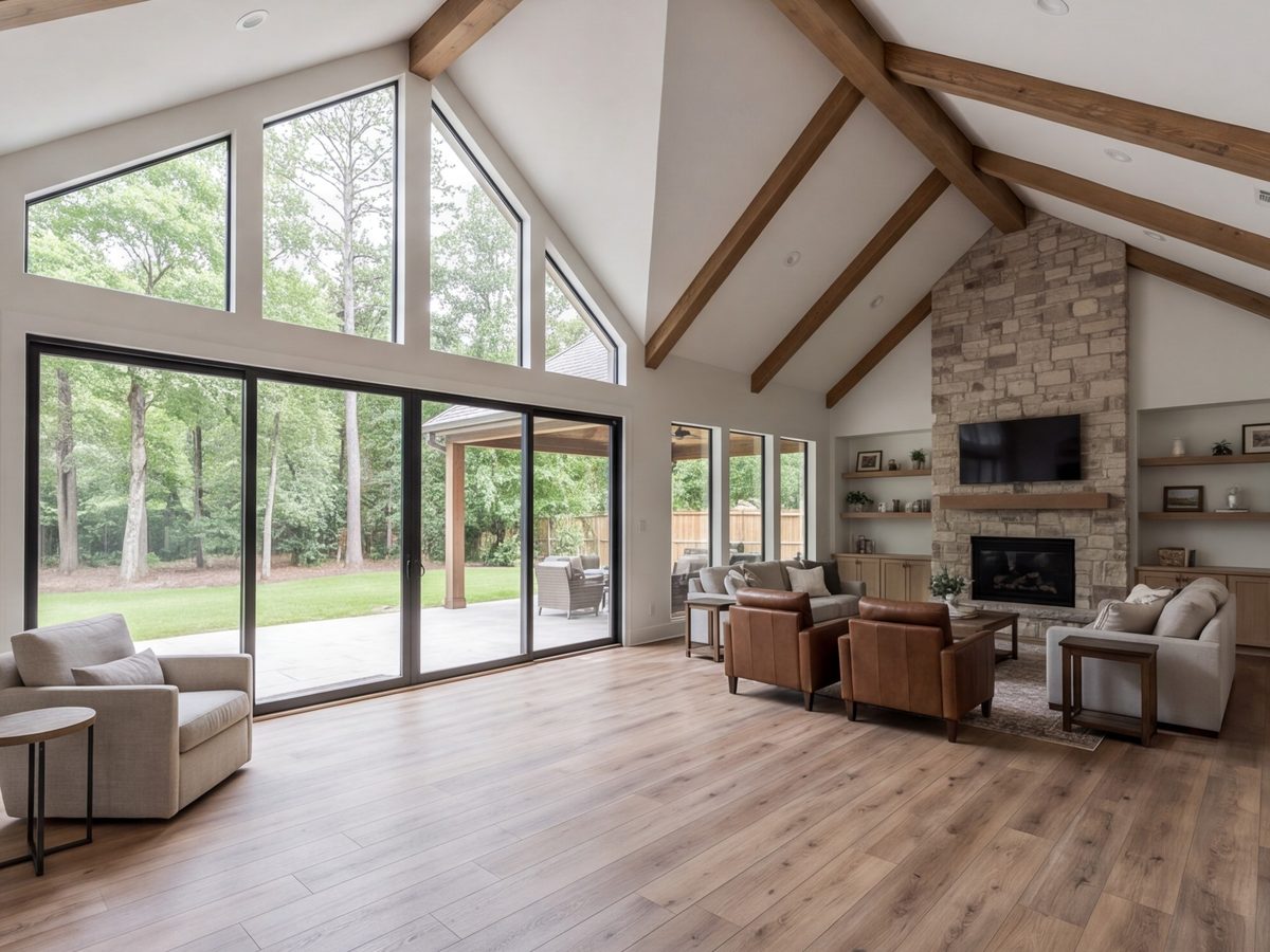 New family-room addition with a vaulted ceiling