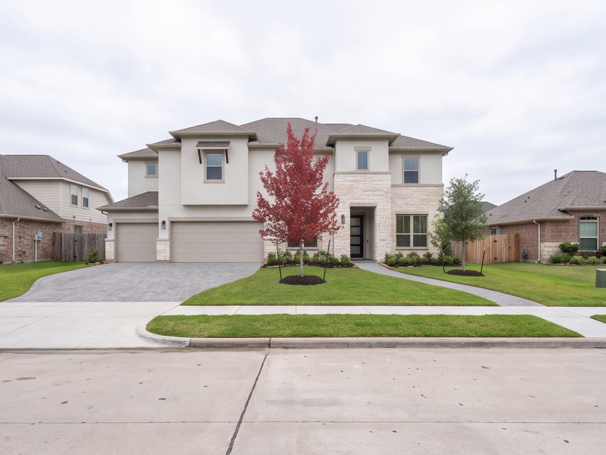 New two-story custom home seen from the street